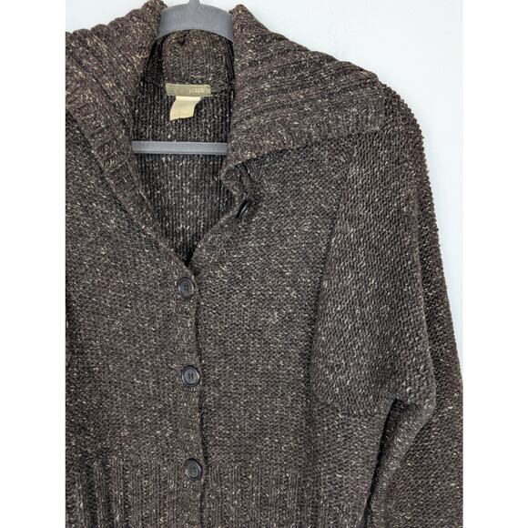 J Crew Cardigan Sweater Longline Wool Blend Heathered Chunky Knit Brown Size M - Picture 2 of 10